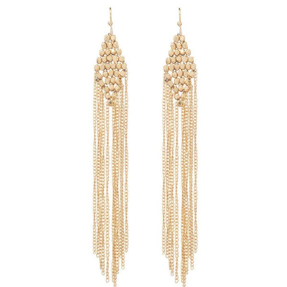 Qenna Gold Nugget Cluster & Chain Drop Earrings